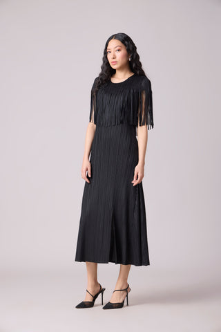 Alisha Fringe Dress - Black
