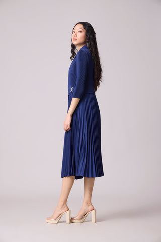 Isabella Print Wrap Dress - Navy