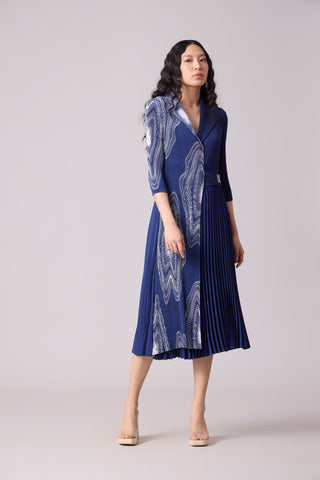 Isabella Print Wrap Dress - Navy