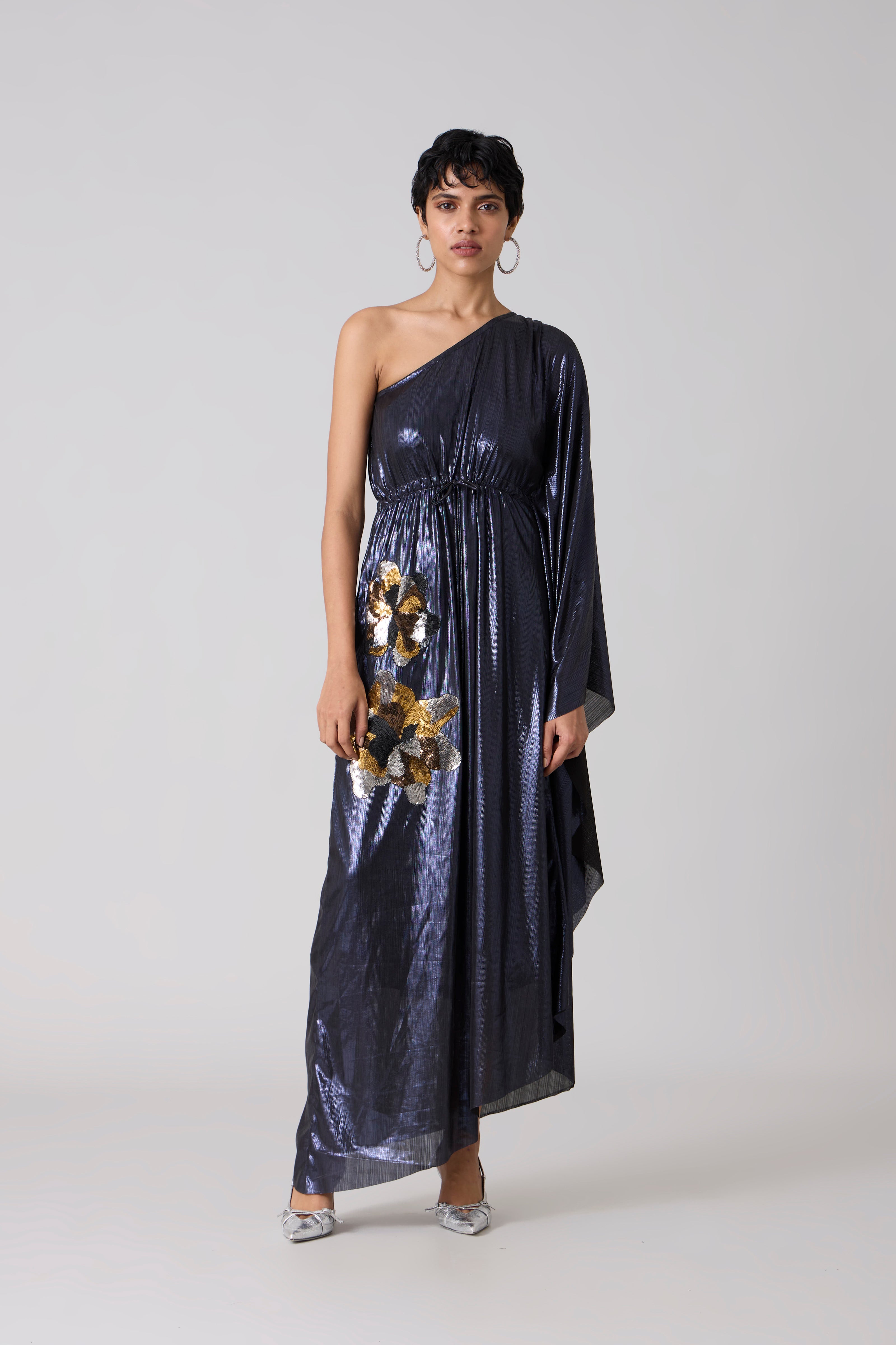 Buy Keri Applique Dress Metallic Ink Blue For Women Buy Keri Applique Dress Metallic Ink Blue For Women