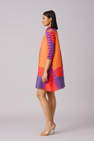 Rory abstract Print Dress - Orange