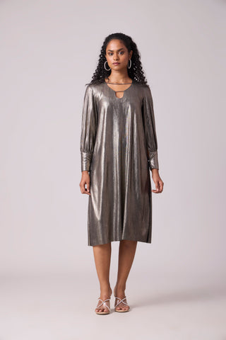 Amandine Metallic Dress - Dark Silver