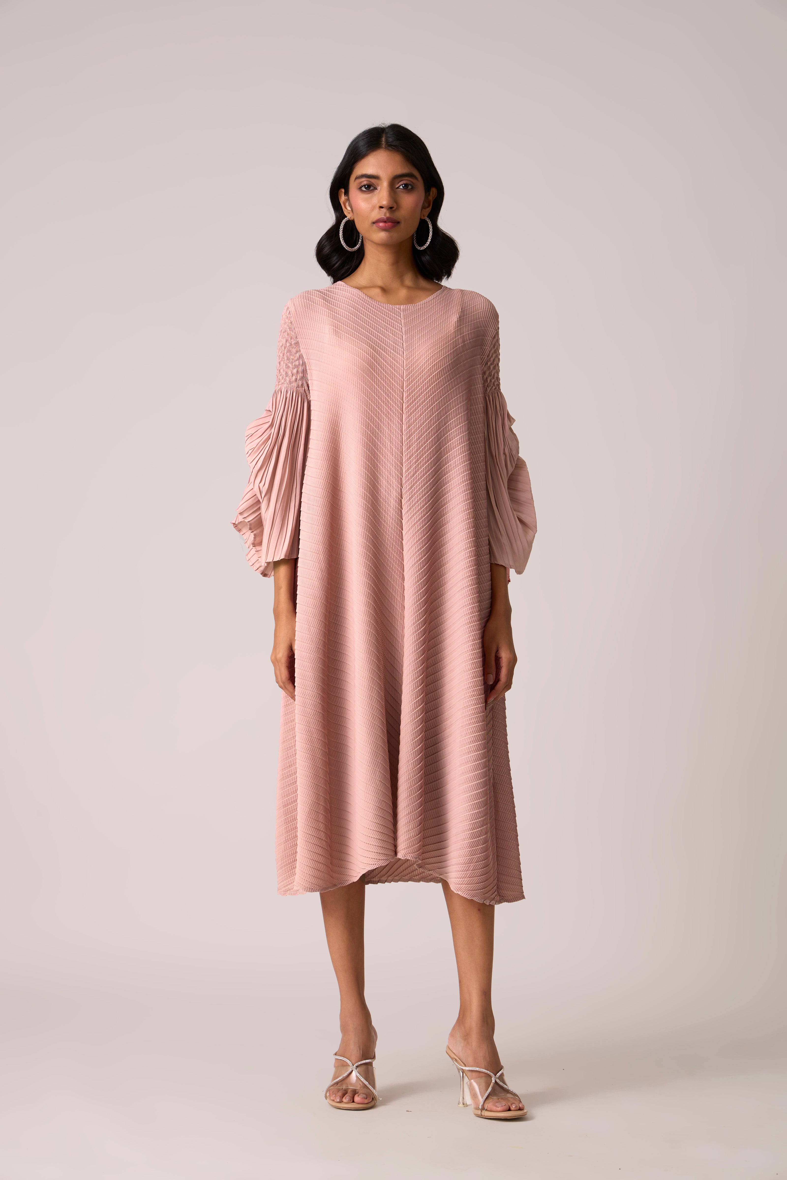 Buy Pale Pink Pleated Meredith Dress - Scarlet Sage Buy Pale Pink Pleated Meredith Dress - Scarlet Sage