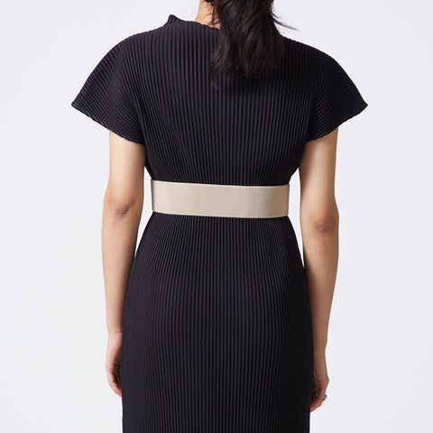 Light taupe elastic-backed belt with distended buckle
 Light taupe elastic-backed belt with distended buckle