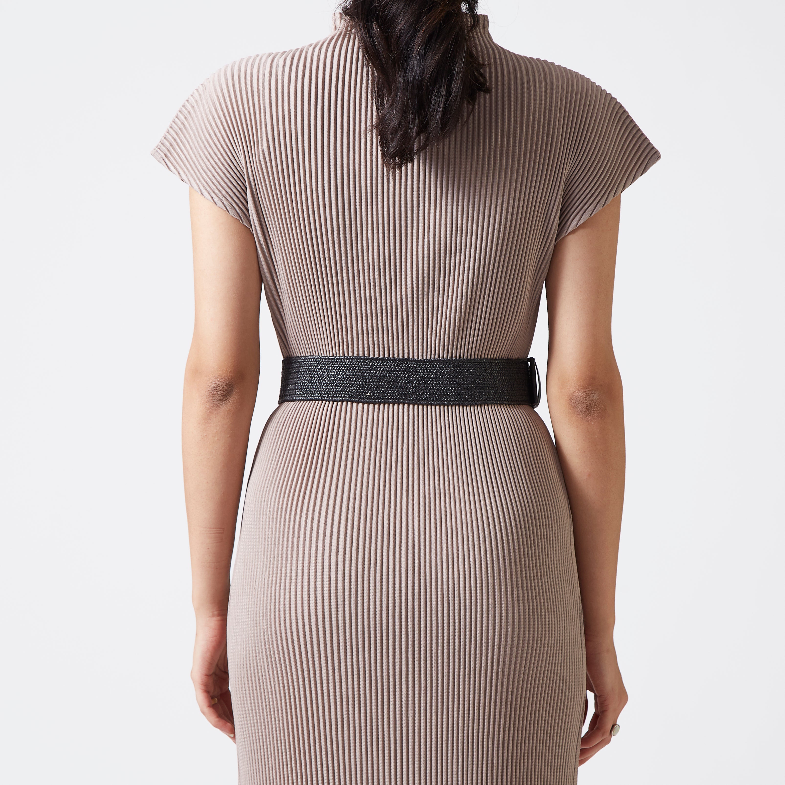 Black elastic rattan wood buckle belt
 Black elastic rattan wood buckle belt