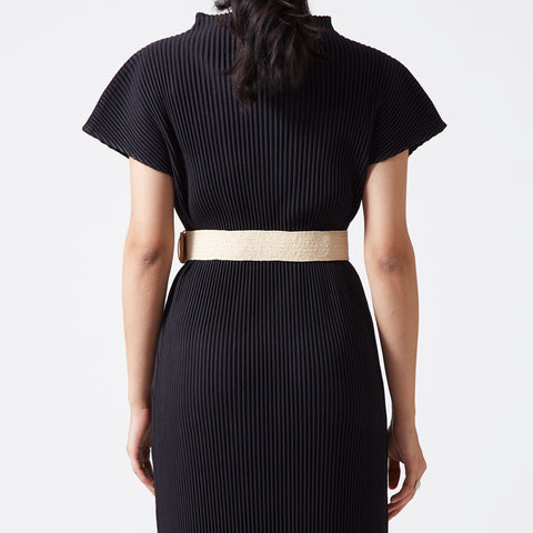 Ivory elastic rattan wood buckle bel
 Ivory elastic rattan wood buckle bel