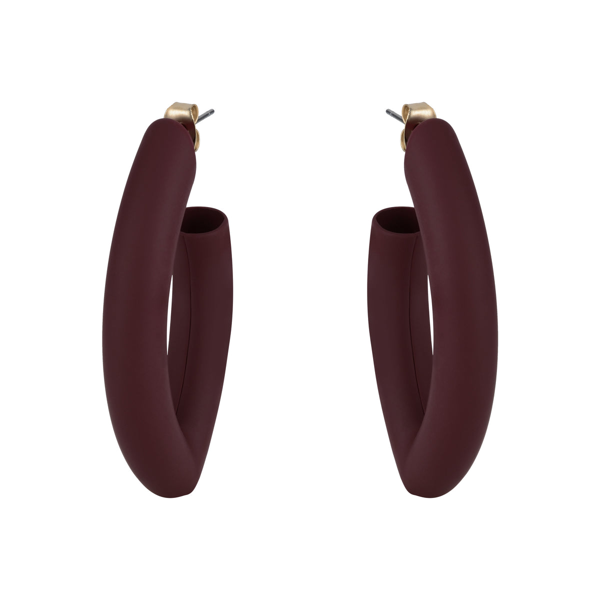 Matte Oval Loops Earrings - Burgundy