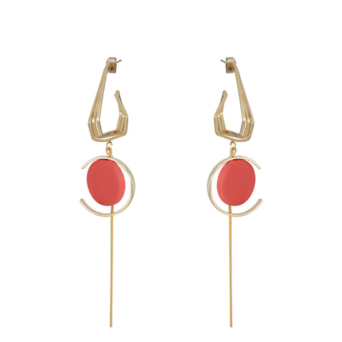 Pendulum Chain Earrings - Coral