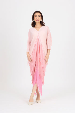 Kimono Fringe Dress - Pink