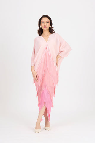 Kimono Fringe Dress - Pink