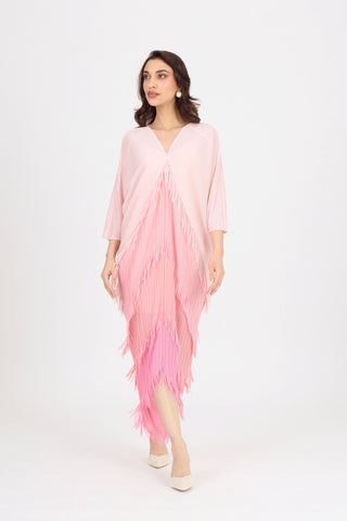 Kimono Fringe Dress - Pink
