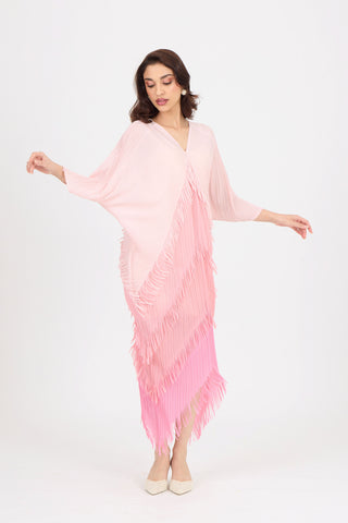 Kimono Fringe Dress - Pink