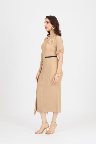 Giselle Drape Dress - Biscuit Beige