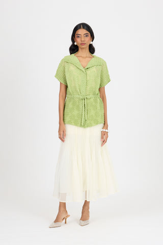 Evelyn Chevron Top - Pale Green