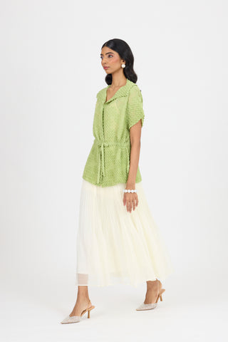 Evelyn Chevron Top - Pale Green