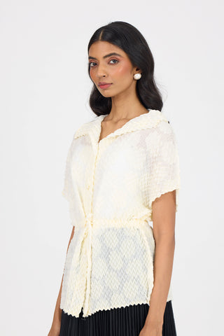Evelyn Chevron Top - Ivory