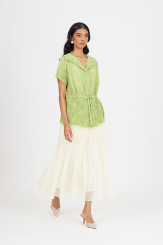 Evelyn Chevron Top - Pale Green