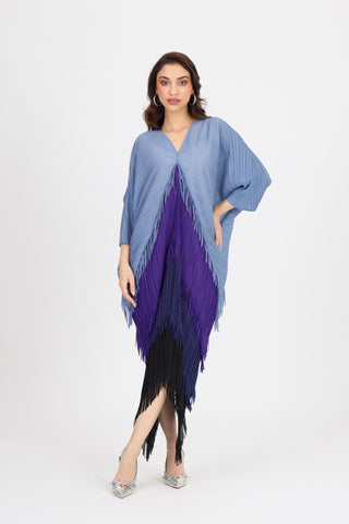Kimono Fringe Dress - Blue