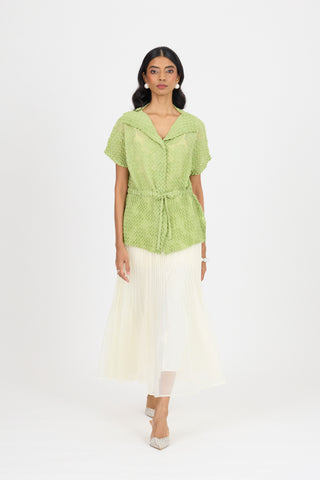 Evelyn Chevron Top - Pale Green