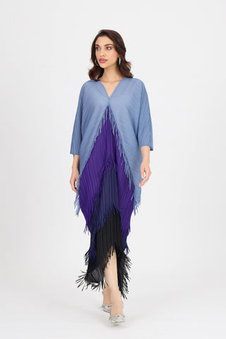 Kimono Fringe Dress - Blue