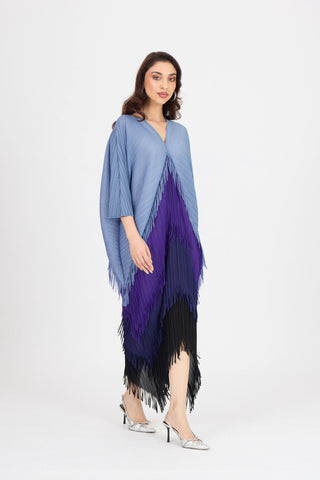 Kimono Fringe Dress - Blue