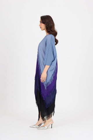 Kimono Fringe Dress - Blue