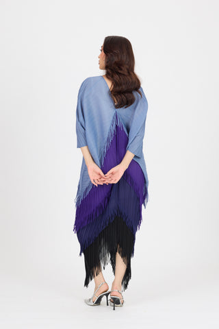 Kimono Fringe Dress - Blue