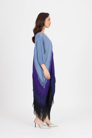Kimono Fringe Dress - Blue