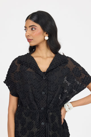 Evelyn Chevron Top - Black