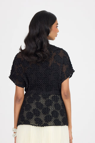 Evelyn Chevron Top - Black
