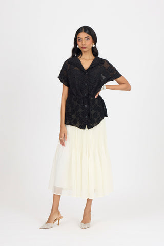 Evelyn Chevron Top - Black