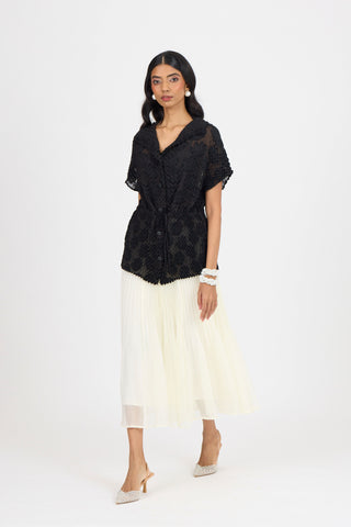 Evelyn Chevron Top - Black