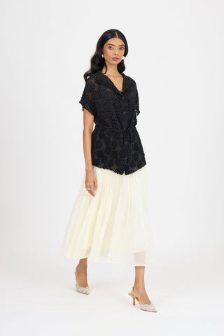 Evelyn Chevron Top - Black