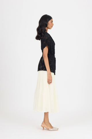 Evelyn Chevron Top - Black