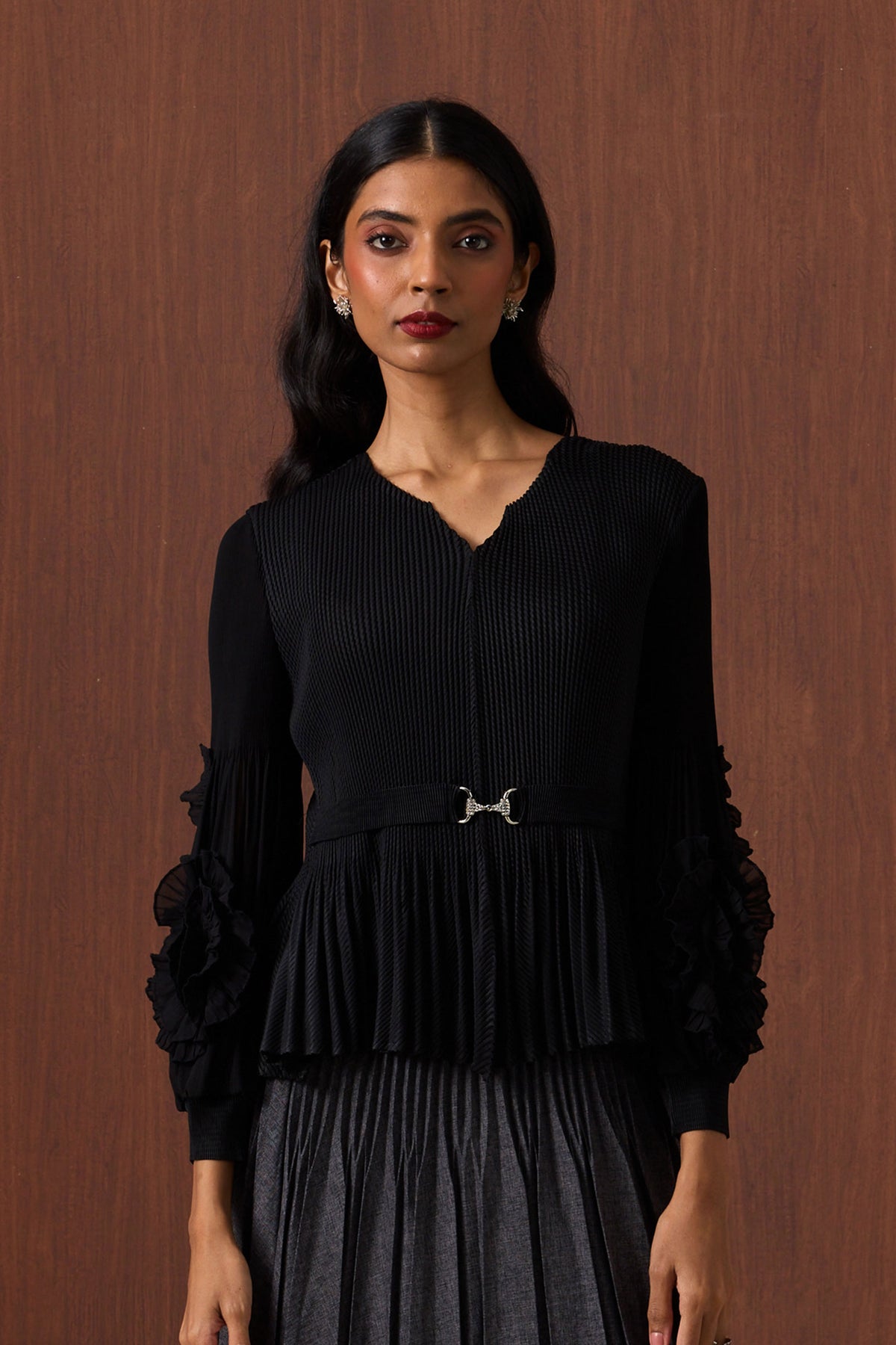 Emery Ruffle Top - Black