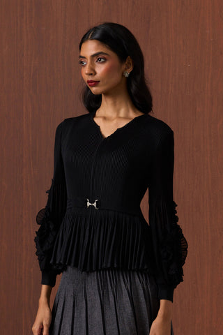 Emery Ruffle Top - Black