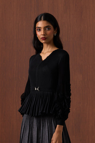 Emery Ruffle Top - Black