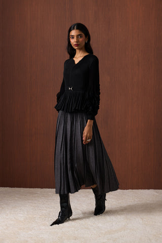 Emery Ruffle Top - Black