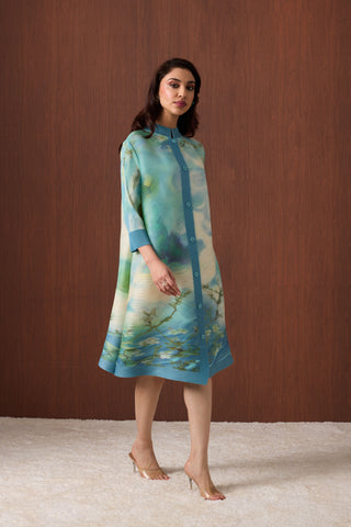 Rory Print Dress - Blue Green