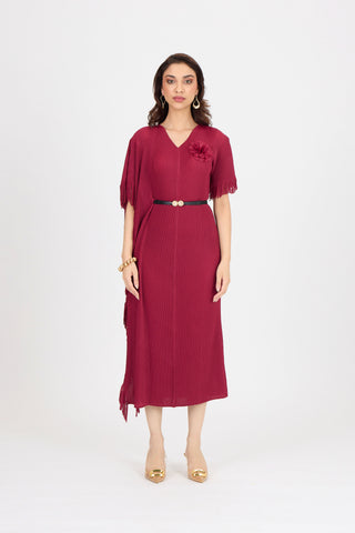 Giselle Drape Dress - Crimson Red