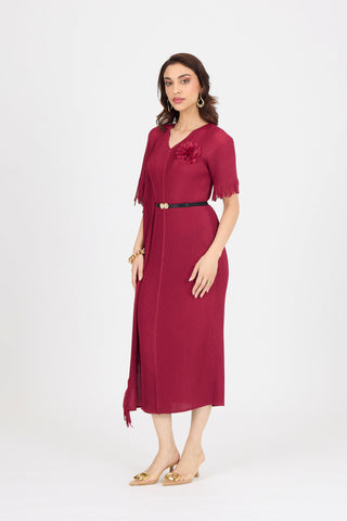 Giselle Drape Dress - Crimson Red