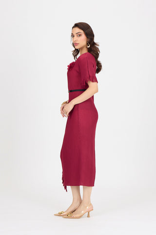 Giselle Drape Dress - Crimson Red