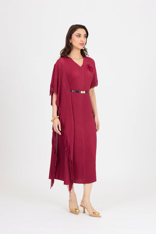 Giselle Drape Dress - Crimson Red