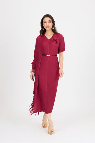 Giselle Drape Dress - Crimson Red