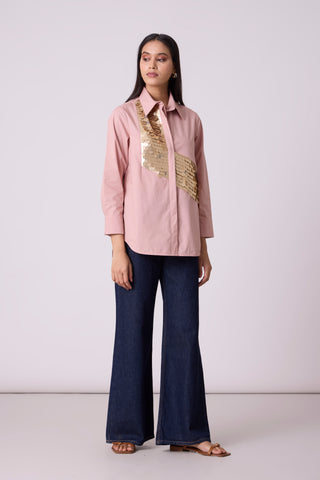 Levi Sequins Shirt - Ash Pink