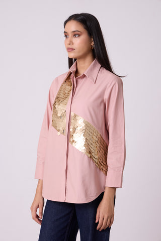 Levi Sequins Shirt - Ash Pink