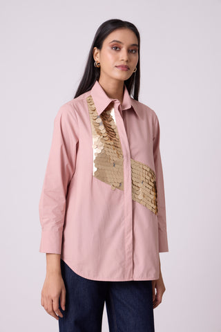 Levi Sequins Shirt - Ash Pink