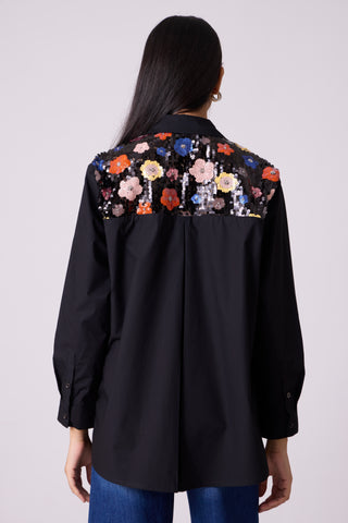 Eloise Sequence Flower Shirt - Black