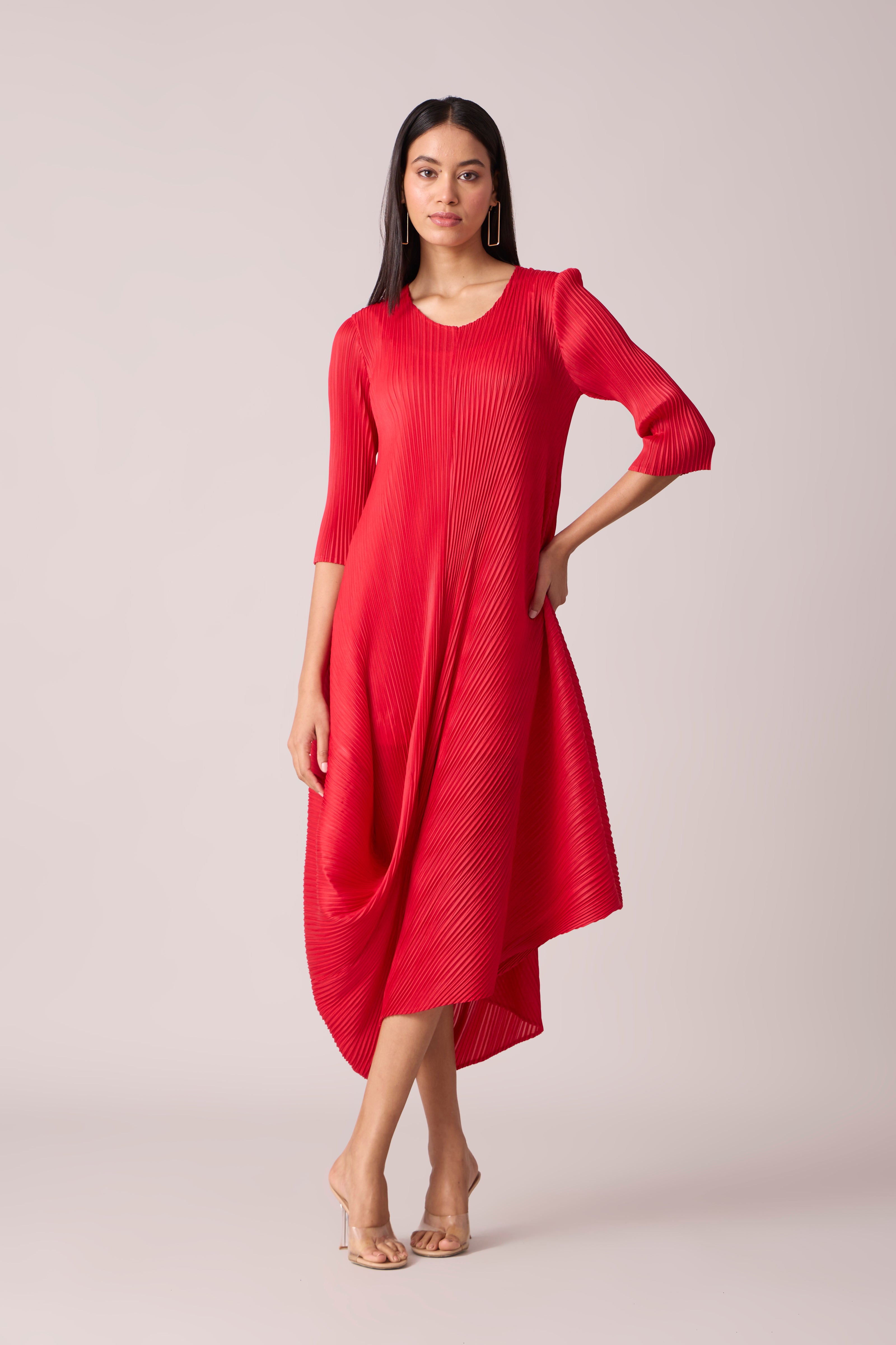 Laila Drape Dress - Red