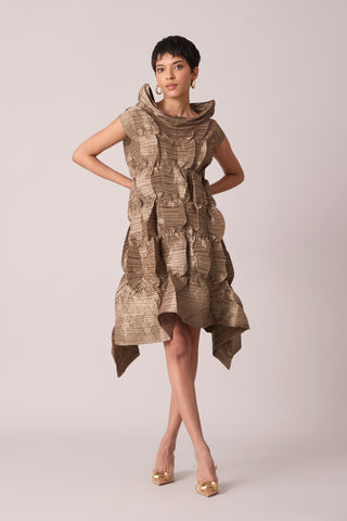 Selvia 4D Dress - Gold Taupe